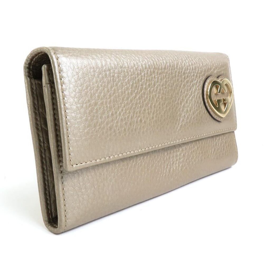 Gucci Wallet Gold Long Leather Gold